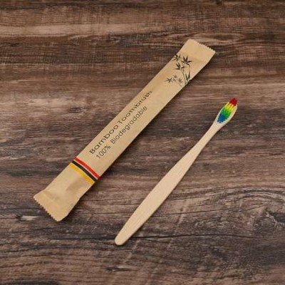 Low moq disposable toothbrush bamboo tooth brushes with logo printed