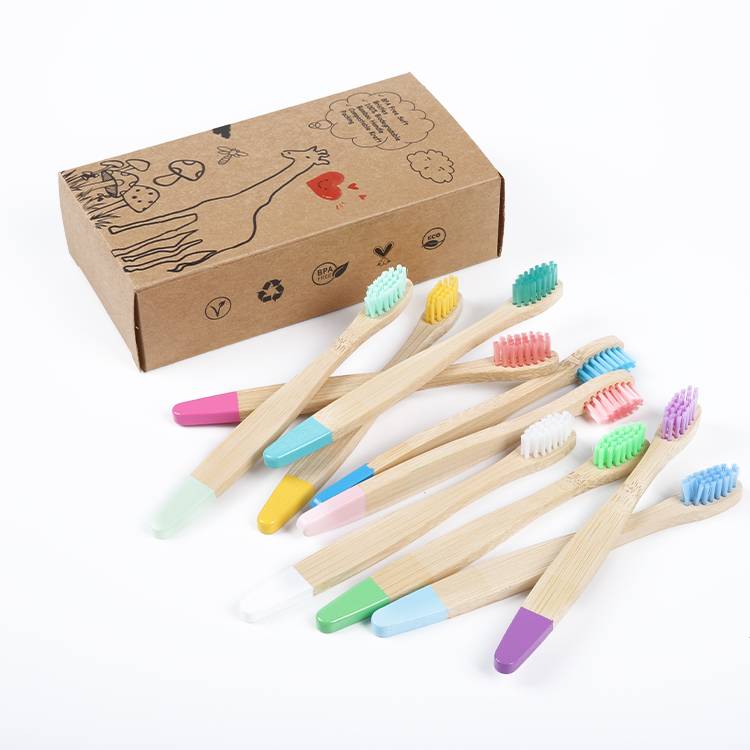 Custom Made Natural Bamboo Biodegradable Kids Toothbrush With Soft Charcoal Bristles Made In China