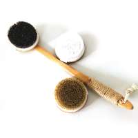 Bamboo long handle bath and body brush with horse bristle