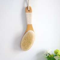 2020 new trends Explosion Exfoliator Natural Mane Bamboo Wood Bath skin Massage Bath Body Cleansing Brush with pure bristle hair